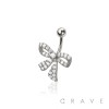 316L SURGICAL STEEL MULTI CZ RIBBON NON DANGLE BELLY BUTTON NAVEL RING 
